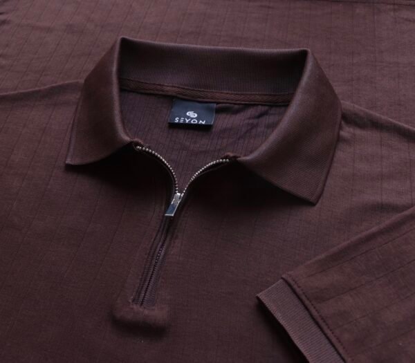 Zipper Polo Solid - Chocolate
